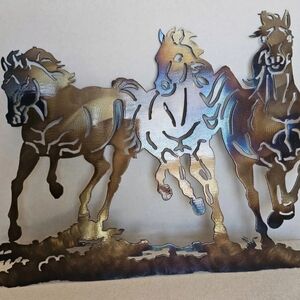 Running Horses - Metal Wall Art - Steel 17.5" wide x 13" tall Handmade